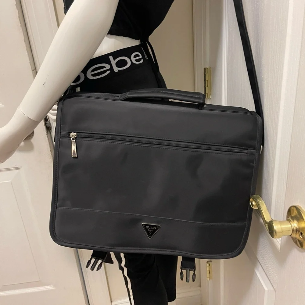 GUESS Black Nylon Exterior Laptop Bags in new conditions